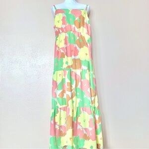 Social Standard By Sanctuary Floral Maxi Dress in Green, Yellow, and Pink Dress.